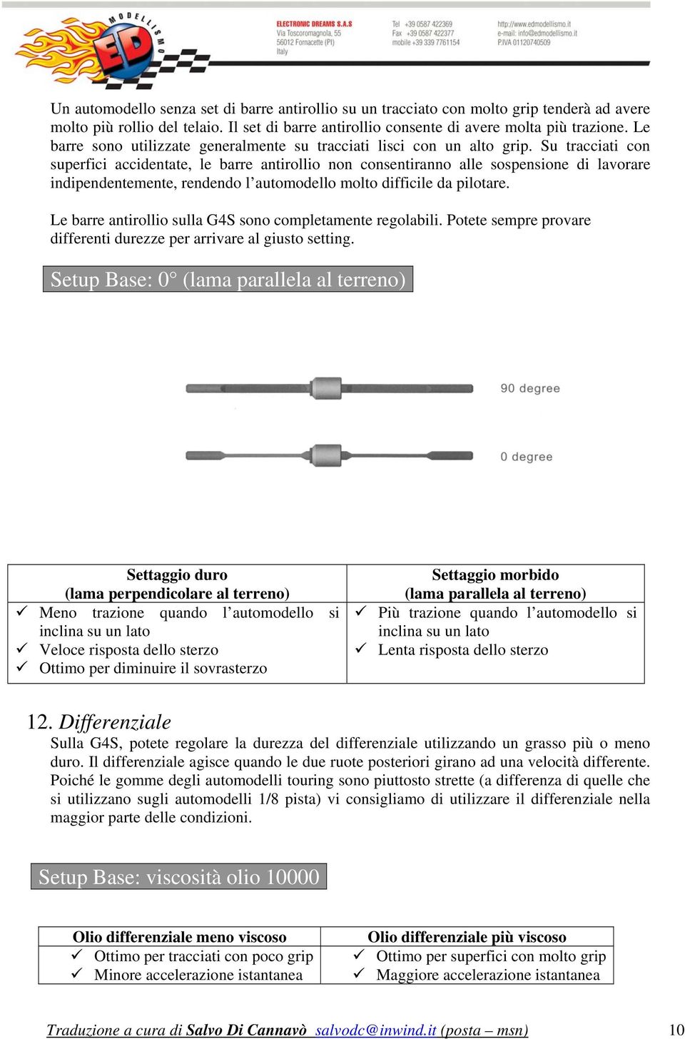 Su tracciati con superfici accidentate, le barre antirollio non consentiranno alle sospensione di lavorare indipendentemente, rendendo l automodello molto difficile da pilotare.