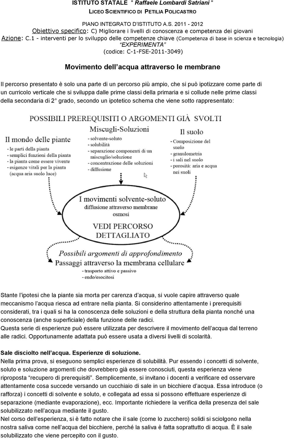 acqua, si vuole capire attraverso quale meccanismo l acqua riesca ad entrare nella pianta.