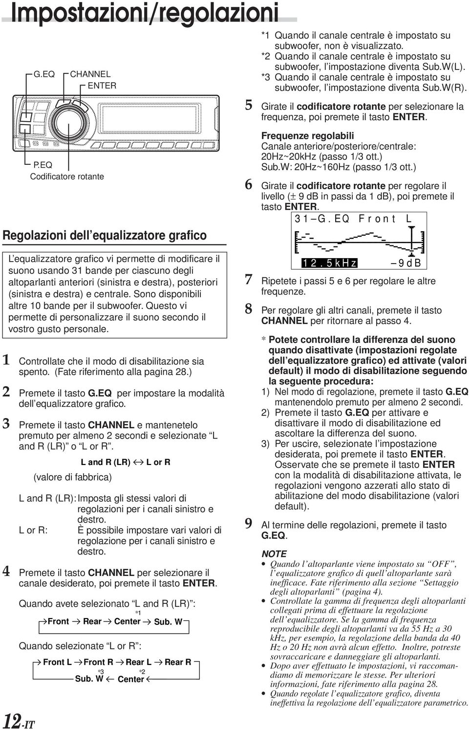 5 Girate il codificatore rotante per selezionare la frequenza, poi premete il tasto ENTER. P.