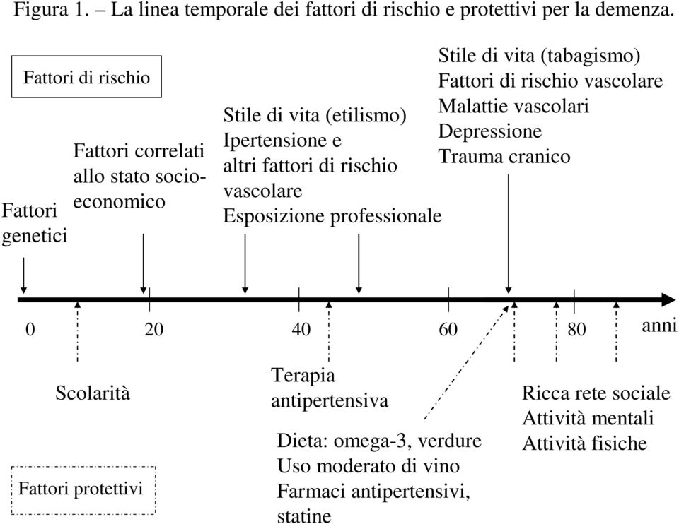 di vita (etilismo) Malattie vascolari Ipertensione e Depressione altri fattori di rischio Trauma cranico vascolare Esposizione professionale