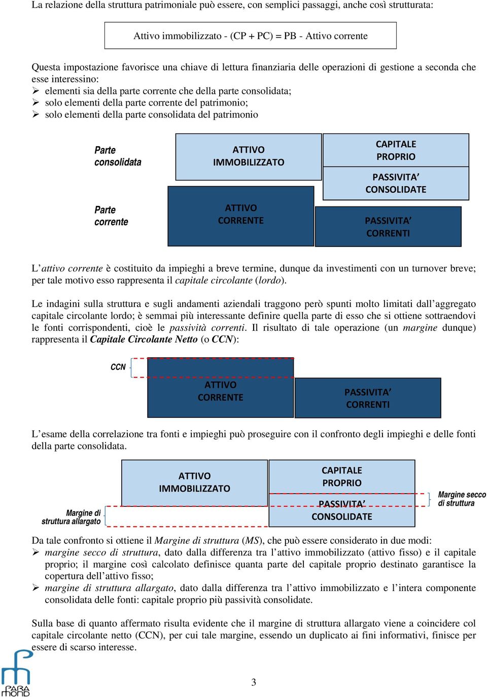 solo elementi della parte consolidata del patrimonio Parte consolidata Parte corrente ATTIVO IMMOBILIZZATO ATTIVO CORRENTE CAPITALE PROPRIO CONSOLIDATE CORRENTI L attivo corrente è costituito da