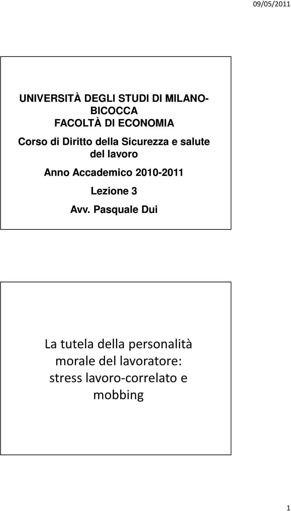 Accademico 2010-20112011 Lezione 3 Avv.