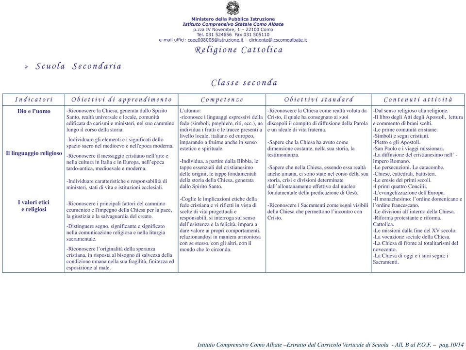 edificata da carismi e ministeri, nel suo cammino lungo il corso della storia. -Individuare gli elementi e i significati dello spazio sacro nel medioevo e nell'epoca moderna.