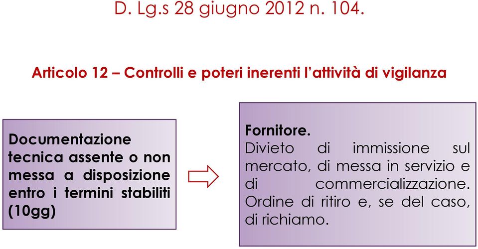 tecnica assente o non messa a disposizione entro i termini stabiliti (10gg)