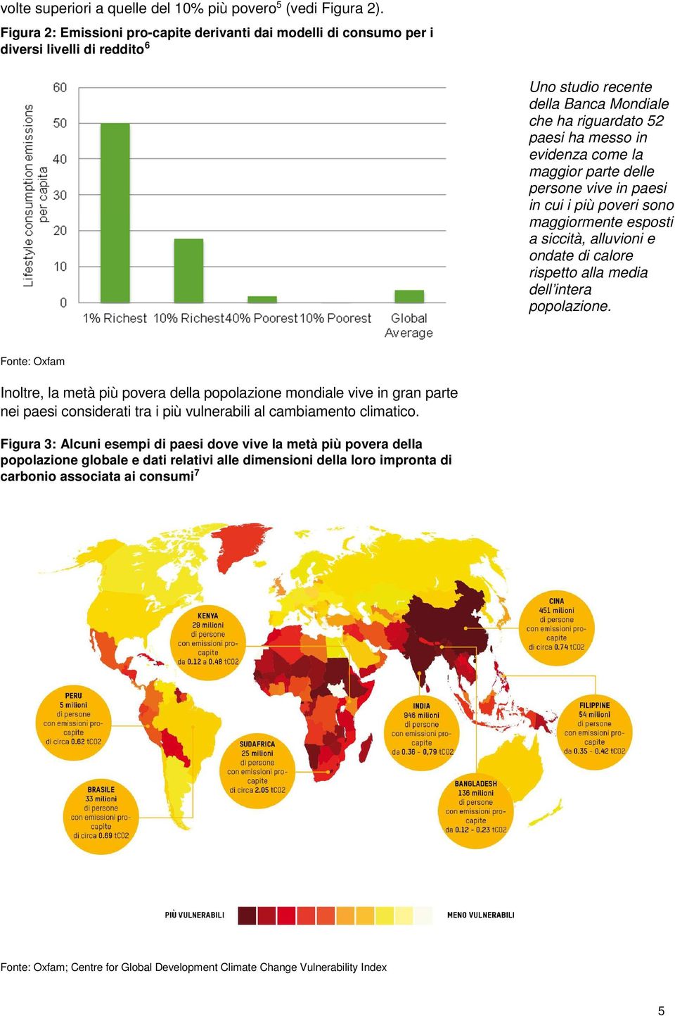 maggior parte delle persone vive in paesi in cui i più poveri sono maggiormente esposti a siccità, alluvioni e ondate di calore rispetto alla media dell intera popolazione.