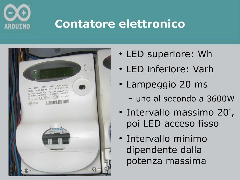 3600W Intervallo massimo 20', poi LED acceso