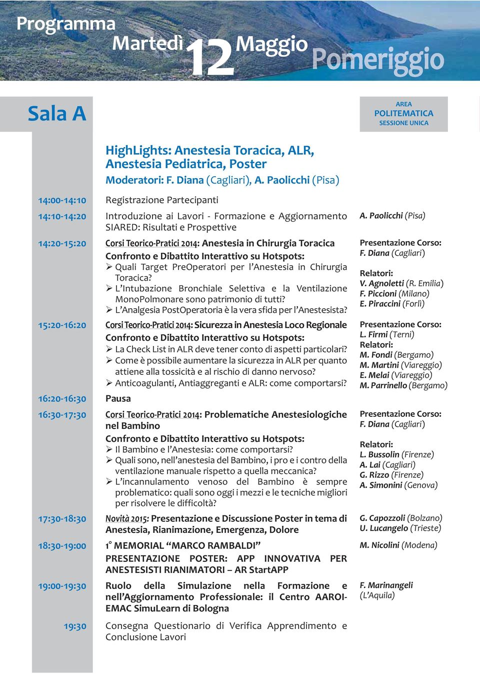 Dibattito Interattivo su Hotspots: Quali Target PreOperatori per l Anestesia in Chirurgia Toracica? L Intubazione Bronchiale Selettiva e la Ventilazione MonoPolmonare sono patrimonio di tutti?