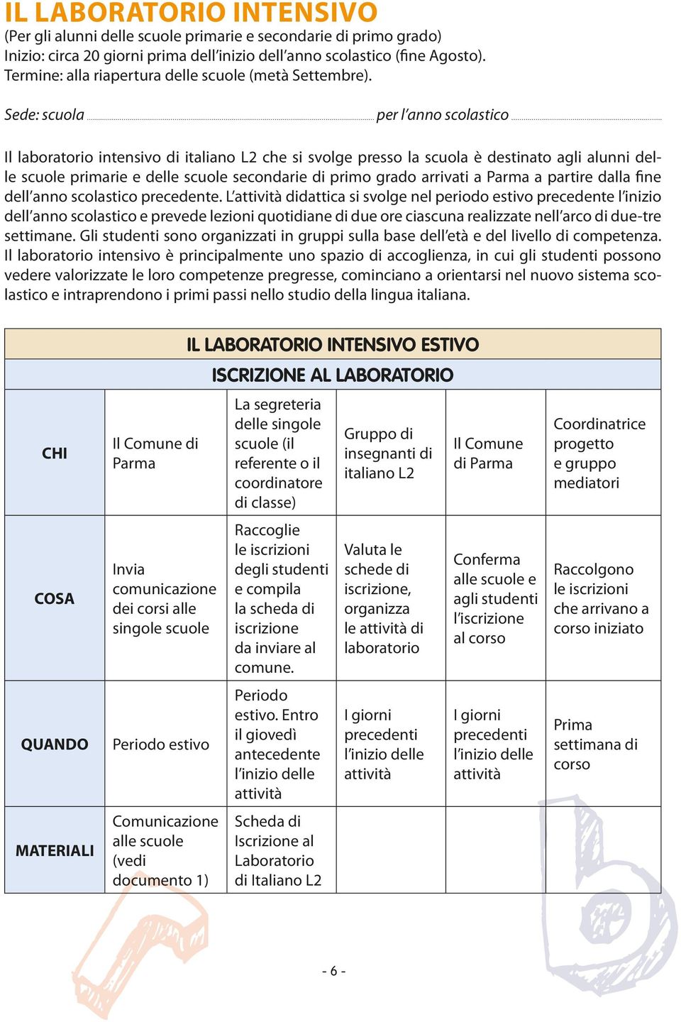 Sede: scuola per l anno scolastico Il laboratorio intensivo di italiano L2 che si svolge presso la scuola è destinato agli alunni delle scuole primarie e delle scuole secondarie di primo grado