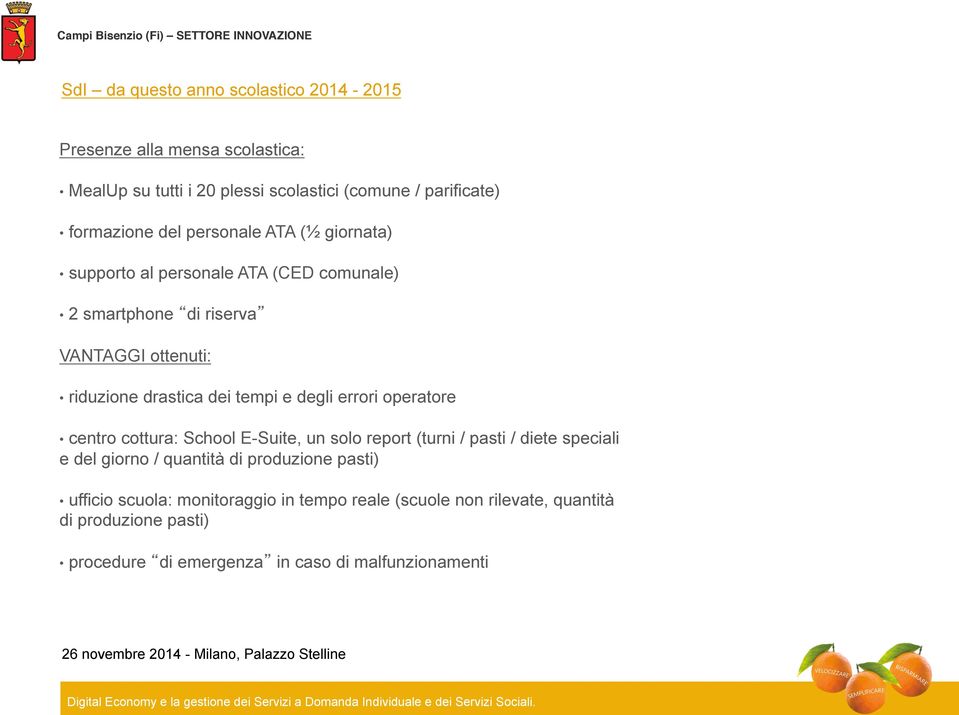 degli errori operatore centro cottura: School E-Suite, un solo report (turni / pasti / diete speciali e del giorno / quantità di produzione