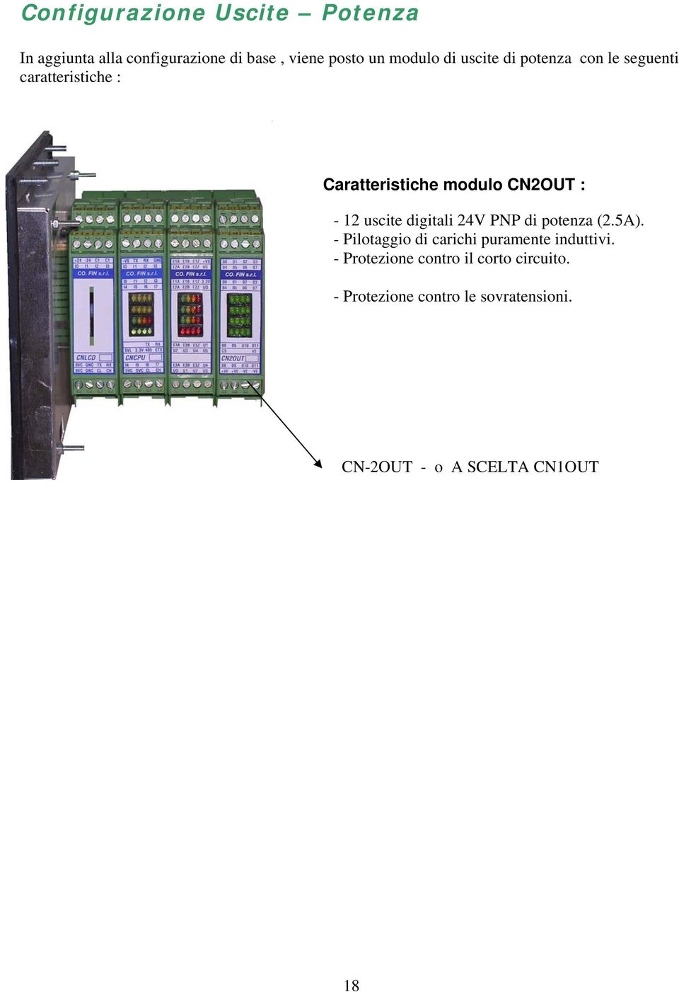 uscite digitali 24V PNP di potenza (2.5A). - Pilotaggio di carichi puramente induttivi.