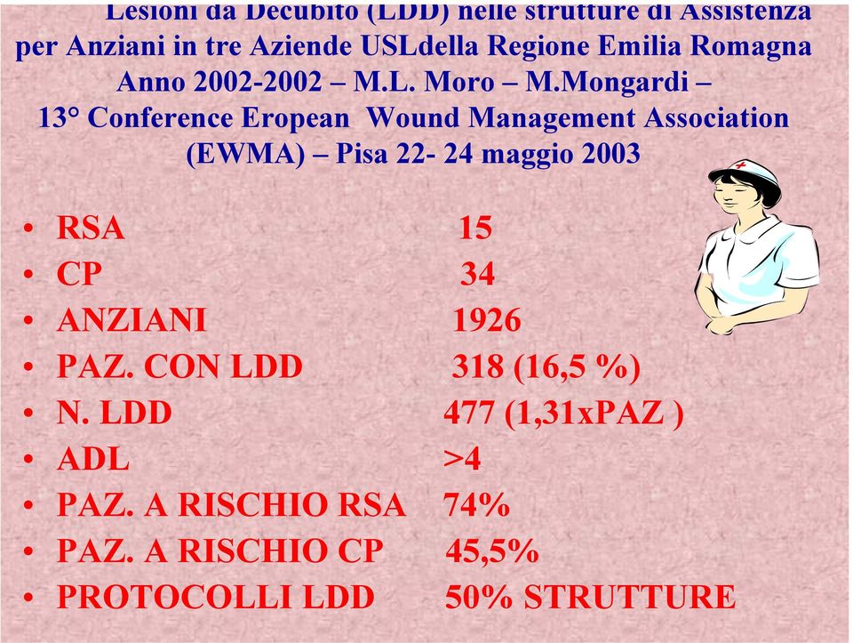 Mongardi 13 Conference Eropean Wound Management Association (EWMA) Pisa 22-24 maggio 2003 RSA 15