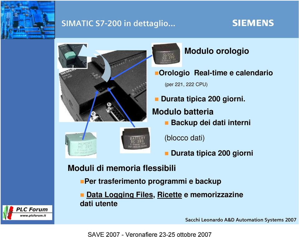 (per 221, 222 CPU) Durata tipica 200 giorni.