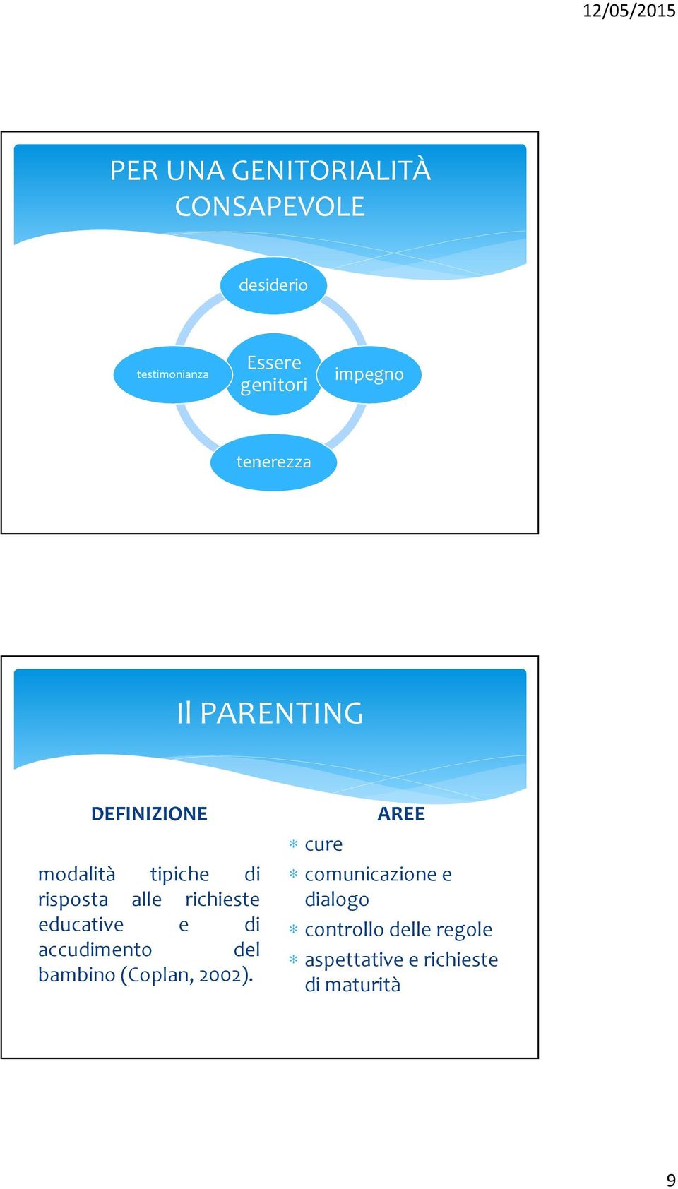 richieste educative e di accudimento del bambino(coplan, 2002).