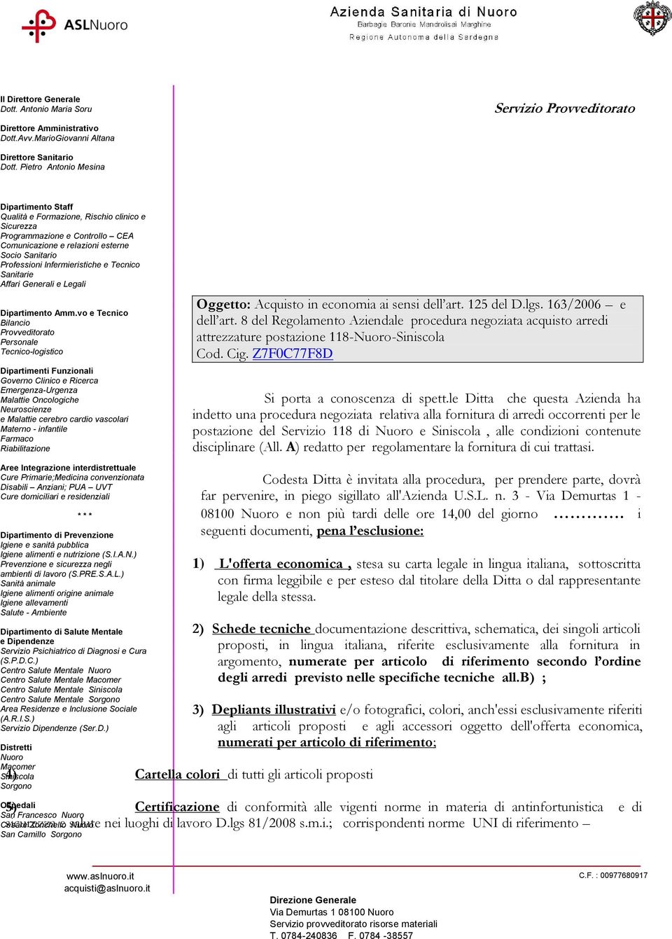 Infermieristiche e Tecnico Sanitarie Affari Generali e Legali Dipartimento Amm.