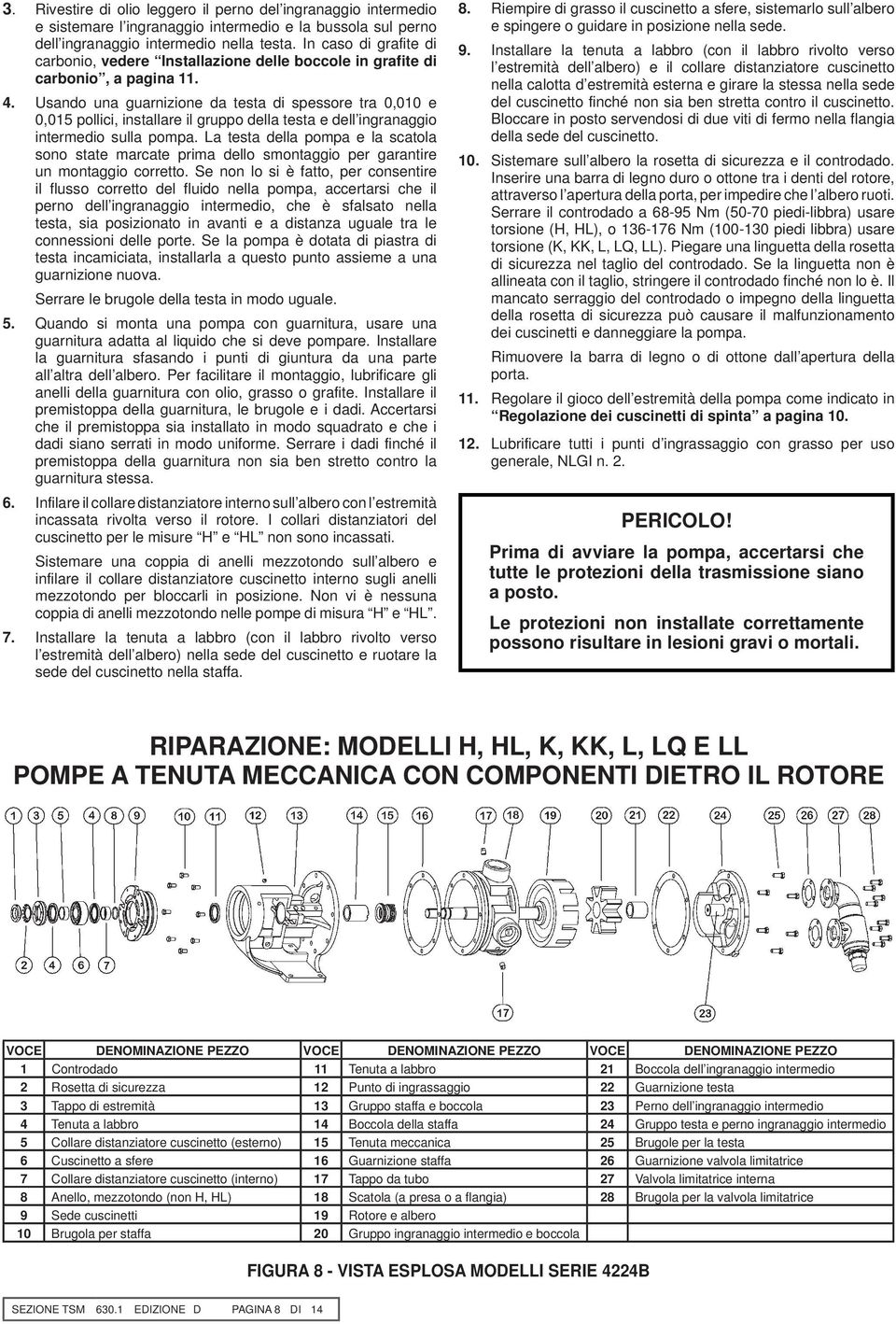 Usando una guarnizione da testa di spessore tra 0,010 e 0,015 pollici, installare il gruppo della testa e dell ingranaggio intermedio sulla pompa.