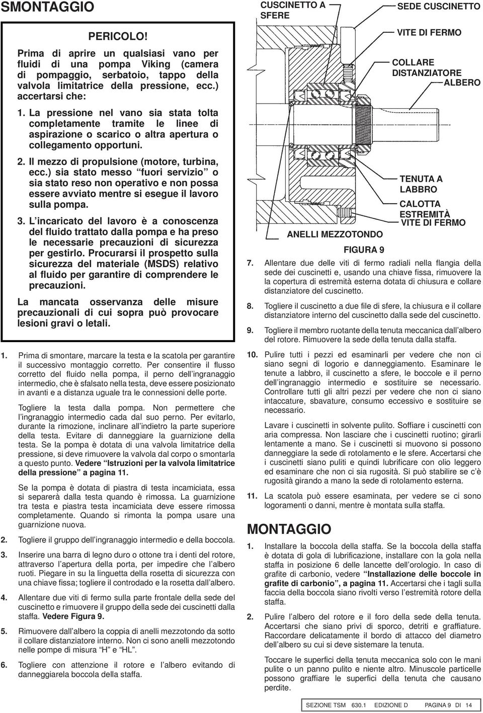 ) sia stato messo fuori servizio o sia stato reso non operativo e non possa essere avviato mentre si esegue il lavoro sulla pompa. 3.