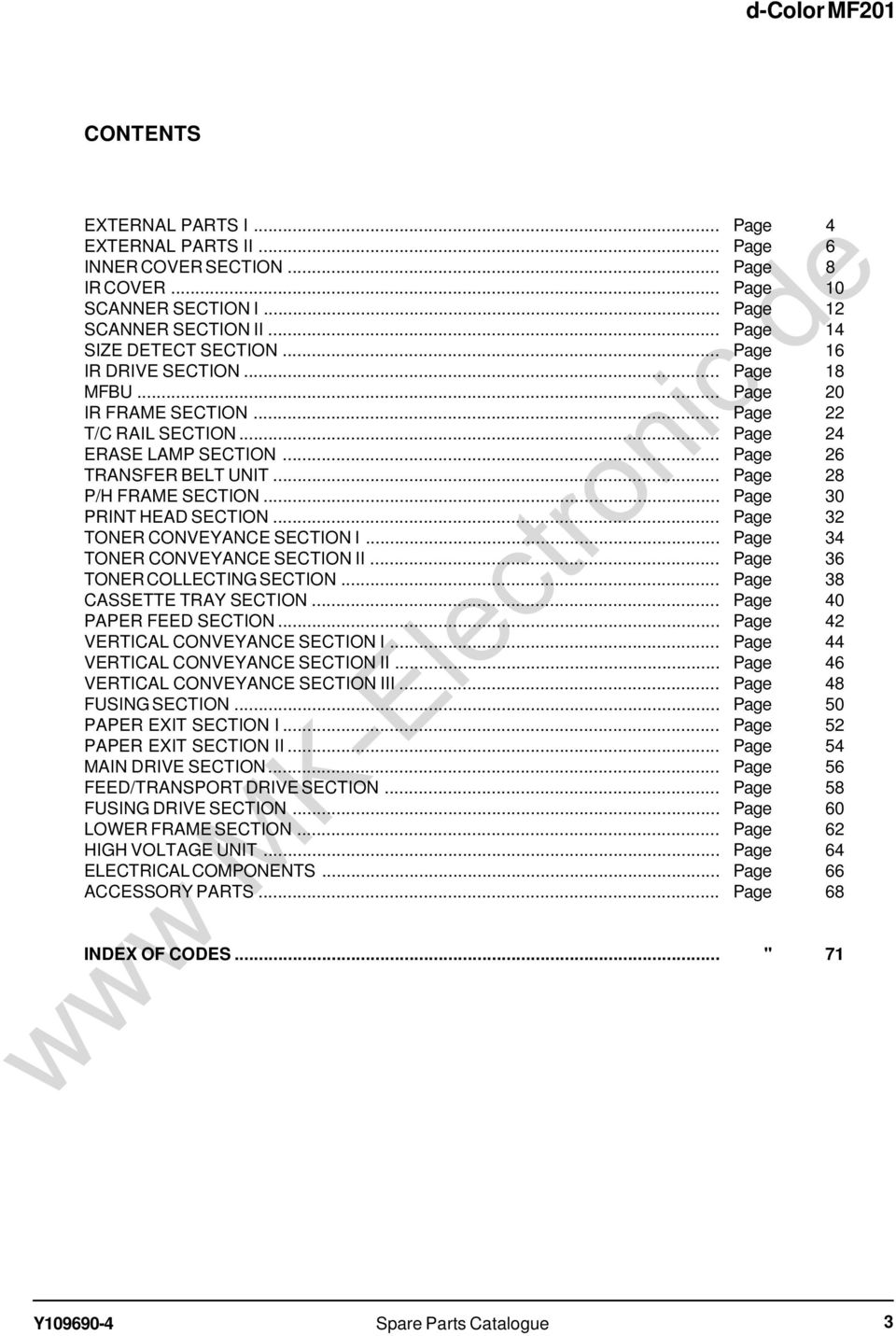 .. Page 30 PRINT HEAD SECTION... Page 32 TONER CONVEYANCE SECTION I... Page 34 TONER CONVEYANCE SECTION II... Page 36 TONER COLLECTING SECTION... Page 38 CASSETTE TRAY SECTION.