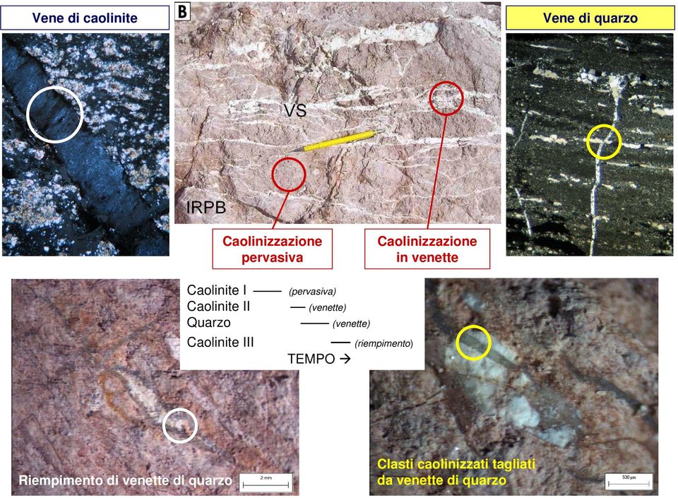 (venette) Quarzo (venette) Caolinite III (riempimento) TEMPO