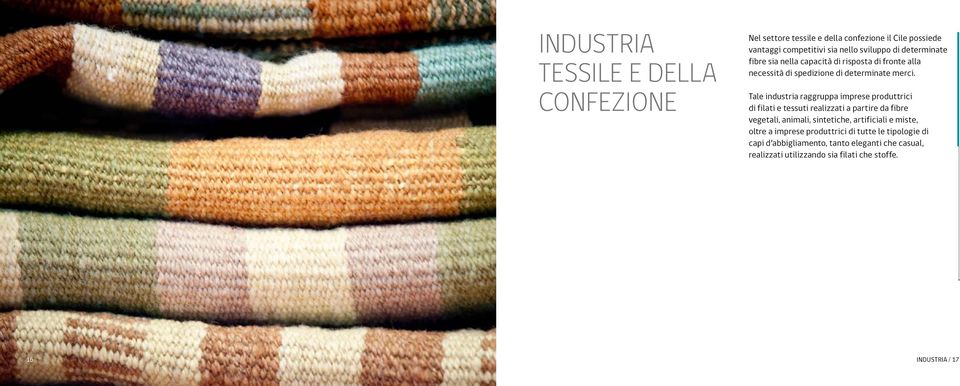 Tale industria raggruppa imprese produttrici di filati e tessuti realizzati a partire da fibre vegetali, animali, sintetiche, artificiali e