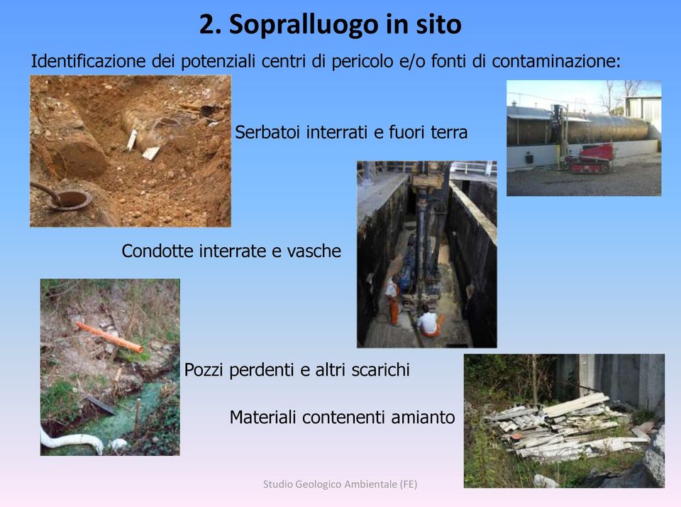 Serbatoi interrati e fuori terra Condotte interrate e