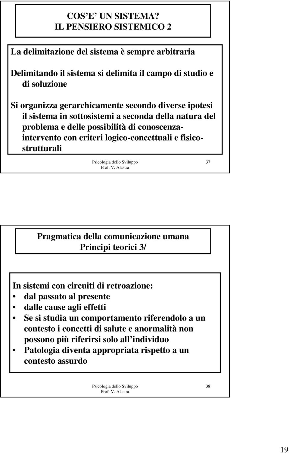 diverse ipotesi il sistema in sottosistemi a seconda della natura del problema e delle possibilità di conoscenzaintervento con criteri logico-concettuali e fisicostrutturali 37