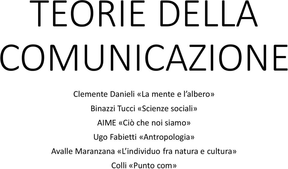 che noi siamo» Ugo Fabietti «Antropologia» Avalle