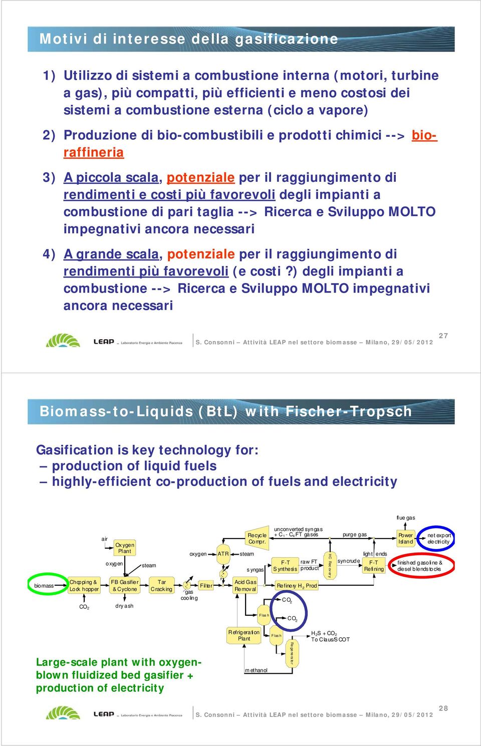 di pari taglia --> Ricerca e Sviluppo MOLTO impegnativi ancora necessari 4) A grande scala, potenziale per il raggiungimento di rendimenti più favorevoli (e costi?