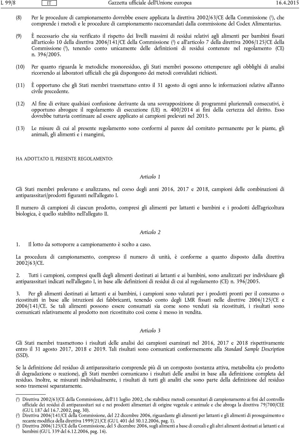 commissione del Codex Alimentarius.