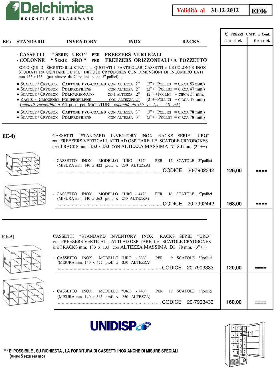 133 x 133 (per altezze da 2 pollici o da 3 pollici) : SCATOLE / CRYOBOX CARTONE PVC COATED CON ALTEZZA 2 (2 ++POLLICI = CIRCA 53 mm.