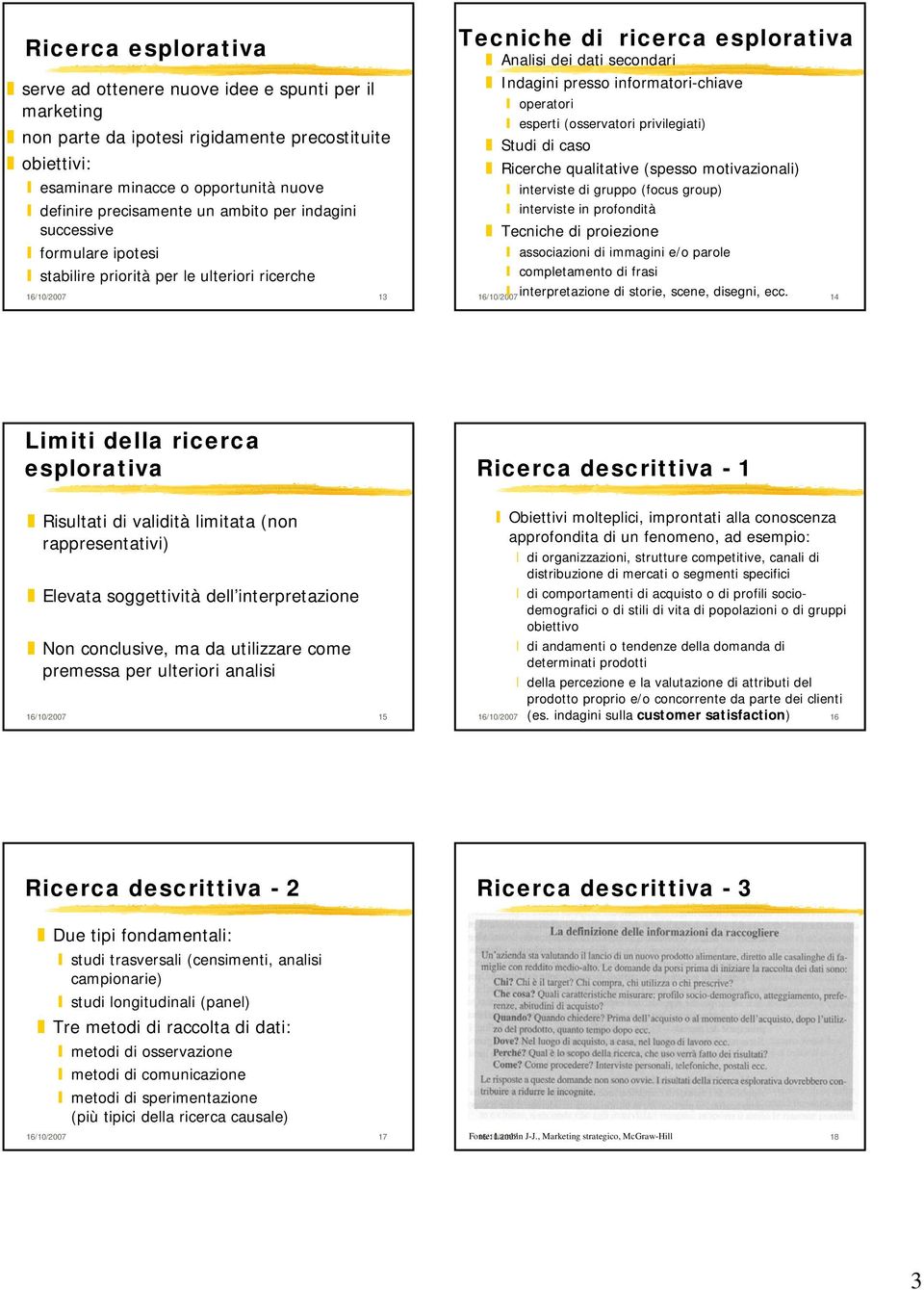 informatori-chiave operatori esperti (osservatori privilegiati) Studi di caso Ricerche qualitative (spesso motivazionali) interviste di gruppo (focus group) interviste in profondità Tecniche di