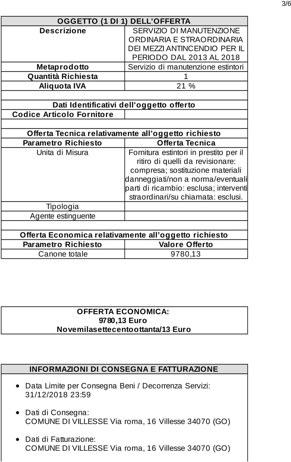 di Misura Tipologia Agente estinguente Fornitura estintori in prestito per il ritiro di quelli da revisionare: compresa; sostituzione materiali danneggiati/non a norma/eventuali parti di ricambio: