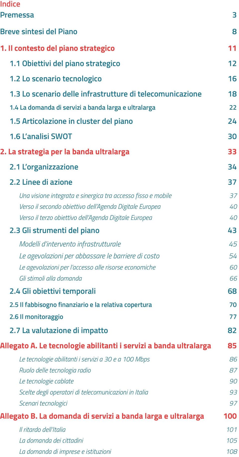 La strategia per la banda ultralarga 33 2.1 L organizzazione 34 2.