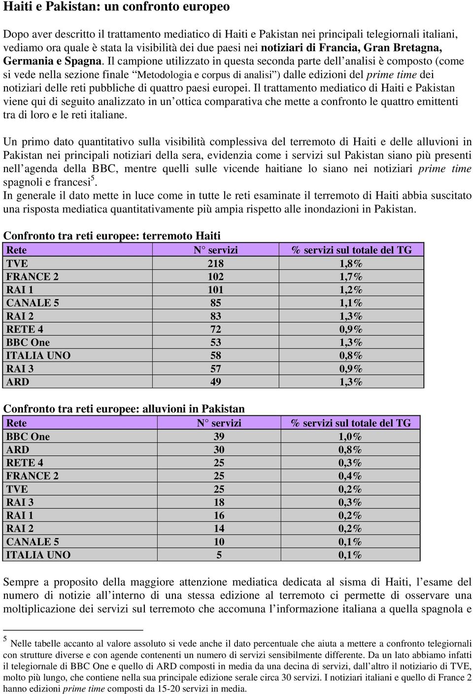 Il campione utilizzato in questa seconda parte dell analisi è composto (come si vede nella sezione finale Metodologia e corpus di analisi ) dalle edizioni del prime time dei notiziari delle reti