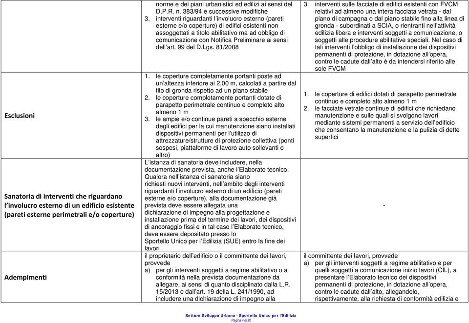 interventi riguardanti l involucro esterno (pareti esterne e/o coperture) di edifici esistenti non assoggettati a titolo abilitativo ma ad obbligo di comunicazione con Notifica Preliminare ai sensi