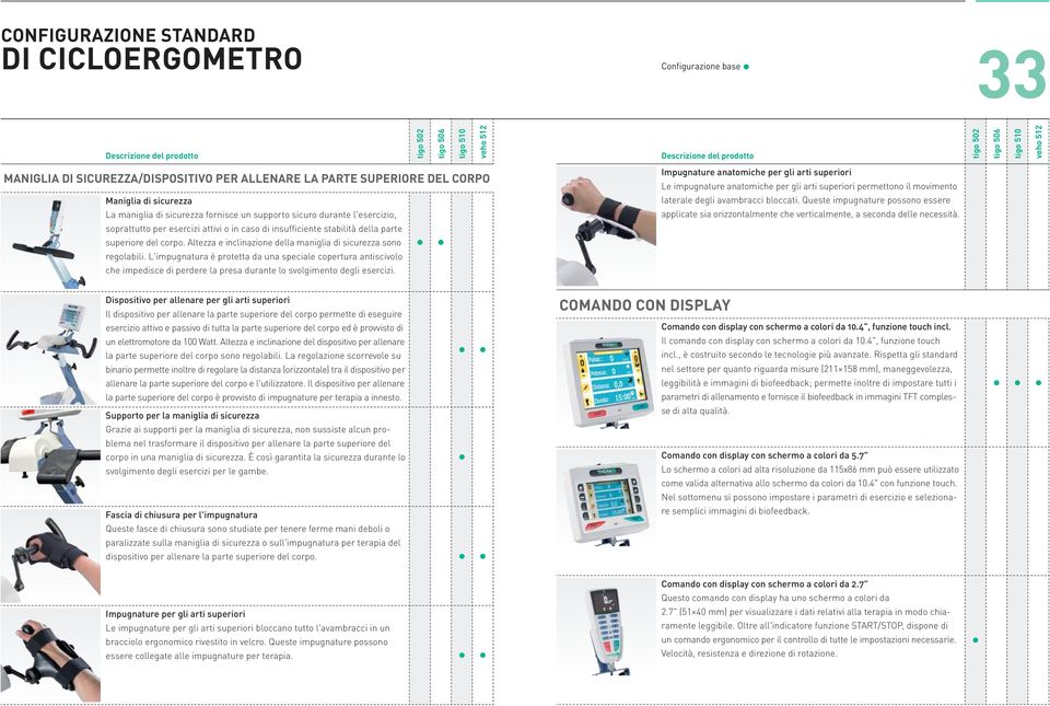 caso di insufficiente stabilità della parte superiore del corpo. Altezza e inclinazione della maniglia di sicurezza sono regolabili.