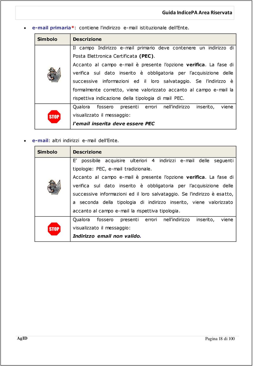 Se l indirizzo è formalmente corretto, viene valorizzato accanto al campo e-mail la rispettiva indicazione della tipologia di mail PEC.