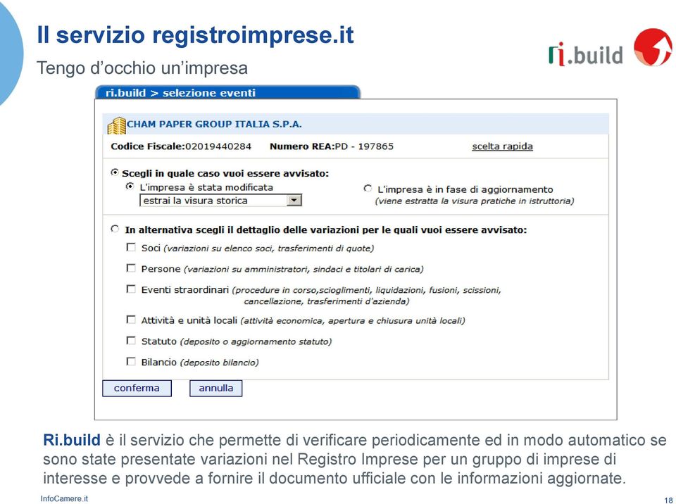 automatico se sono state presentate variazioni nel Registro Imprese per un