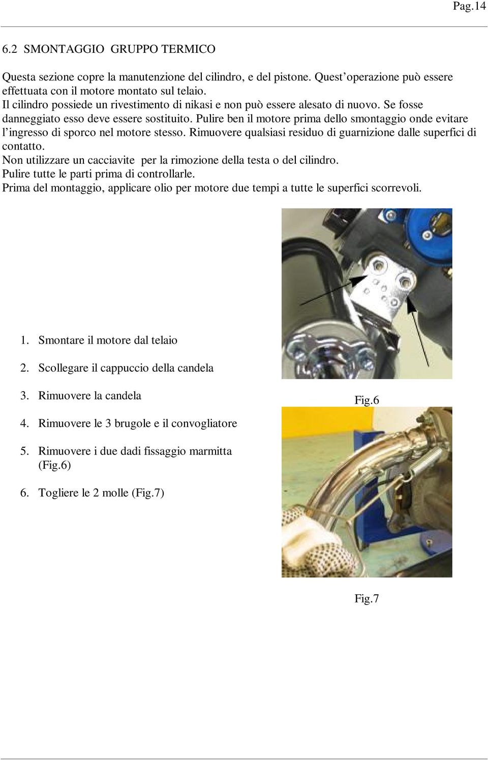 Pulire ben il motore prima dello smontaggio onde evitare l ingresso di sporco nel motore stesso. Rimuovere qualsiasi residuo di guarnizione dalle superfici di contatto.