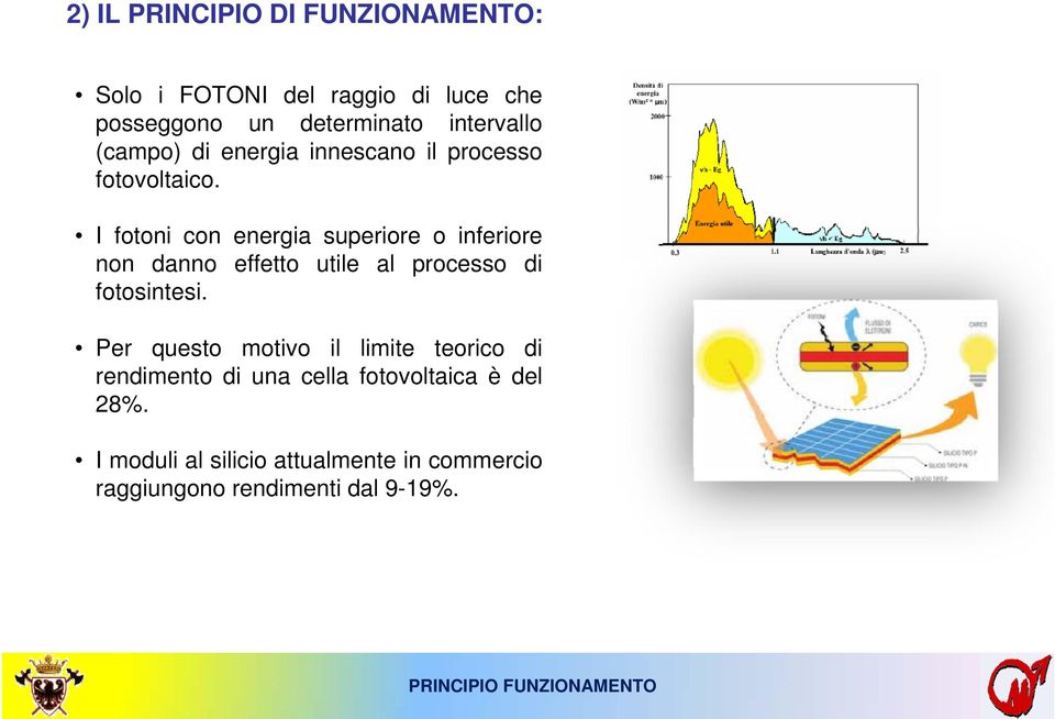 I fotoni con energia superiore o inferiore non danno effetto utile al processo di fotosintesi.