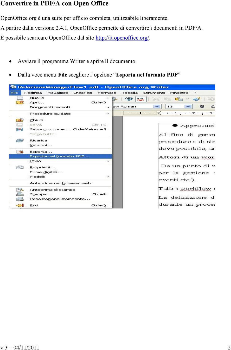 1, OpenOffice permette di convertire i documenti in PDF/A.