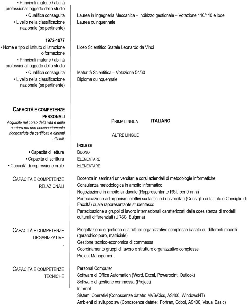 corso della vita e della carriera ma non necessariamente riconosciute da certificati e diplomi ufficiali.