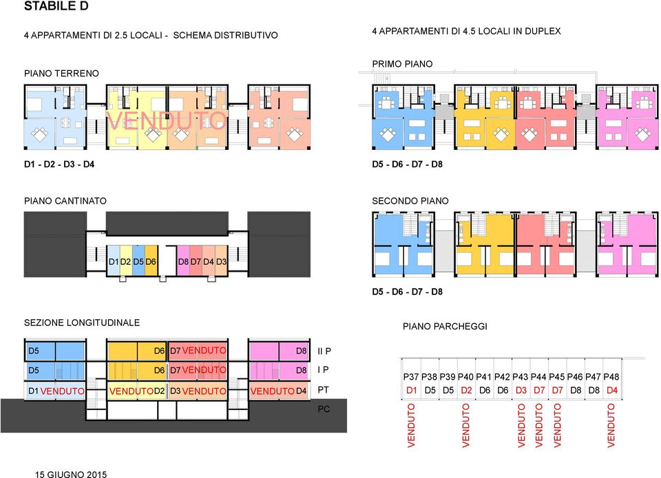 PIANO D1D2 D5 D6 D8 D7 D4 D3 D5 - D6 - D7 - D8 SEZIONE LONGITUDINALE PIANO PARCHEGGI D5 D6 D7 D8 D5 D6