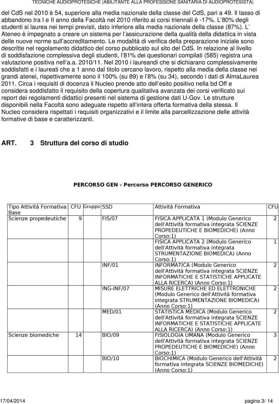 L Ateneo è impegnato a creare un sistema per l assicurazione della qualità della didattica in vista delle nuove norme sull accreditamento.