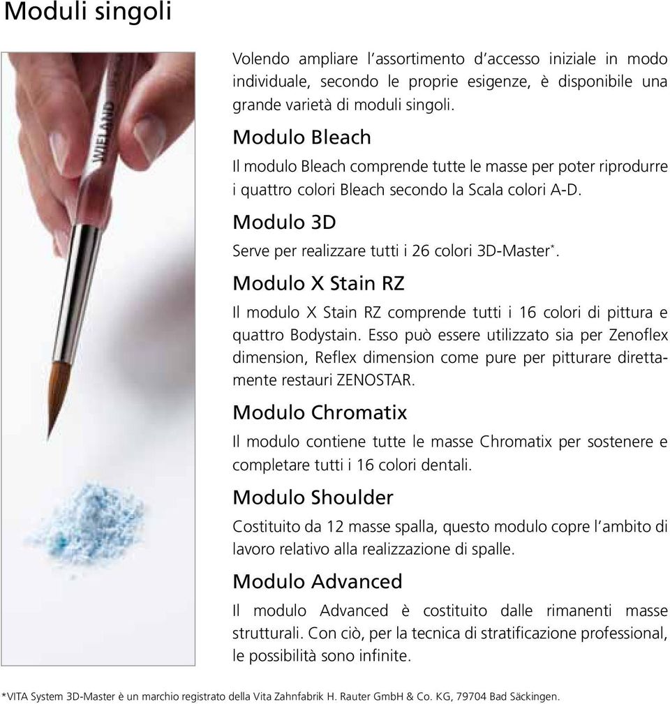 Modulo X Stain RZ Il modulo X Stain RZ comprende tutti i 16 colori di pittura e quattro Bodystain.