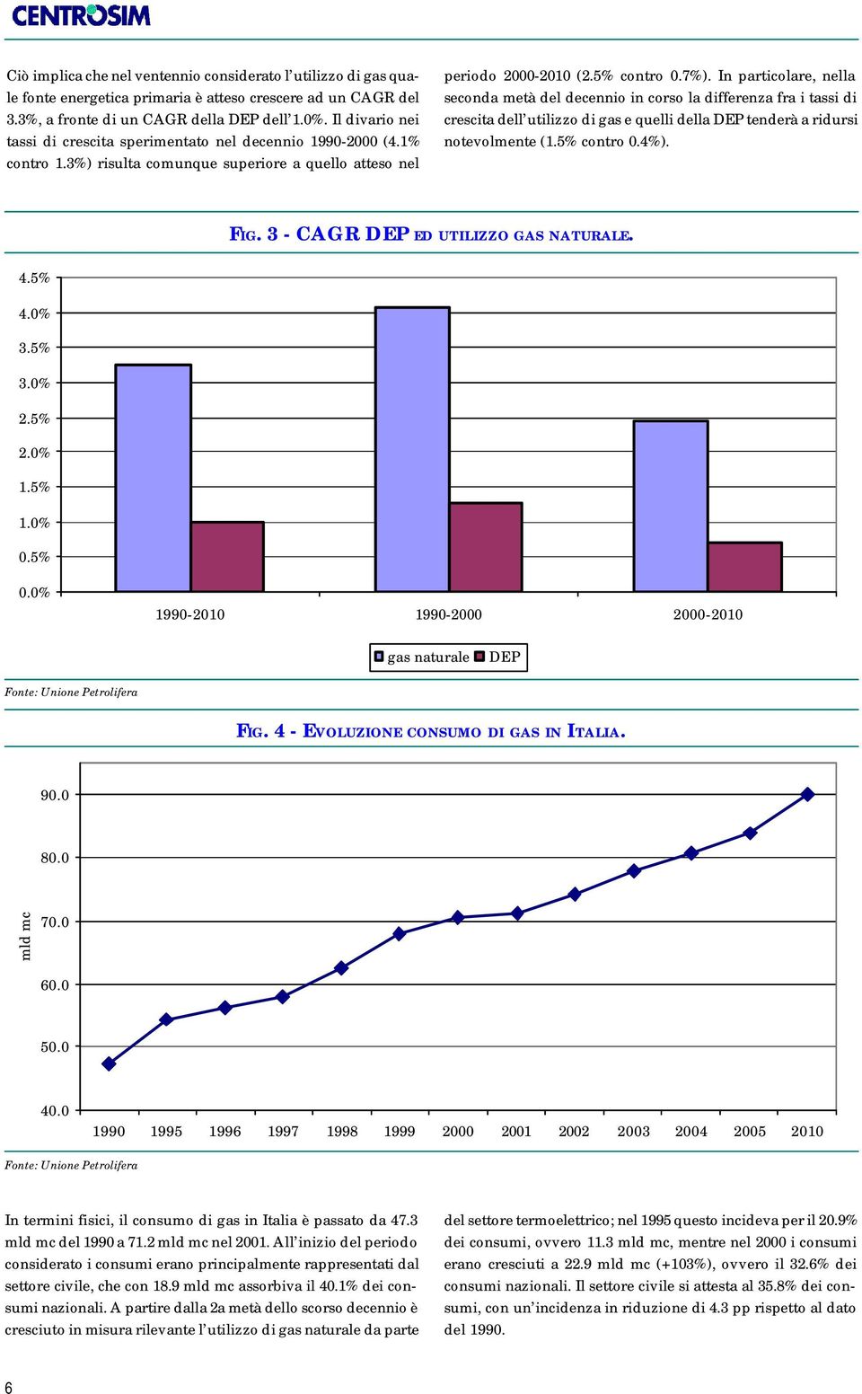 In particolare, nella seconda metà del decennio in corso la differenza fra i tassi di crescita dell utilizzo di gas e quelli della DEP tenderà a ridursi notevolmente (1.5% contro 0.4%). FIG.