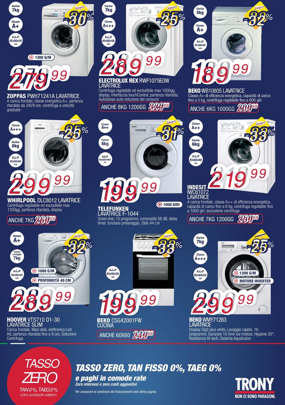 BEKO WB10805 LVTRICE di efficienza energetica, capacità di carico fino a 5 kg, centrifuga regolabile fino a 800 giri NCHE 6KG 1000GG 279 99-32 % G 209 99 ++ 8kg + 6kg -31 % + 6kg 329 99-33 % 85x60x60