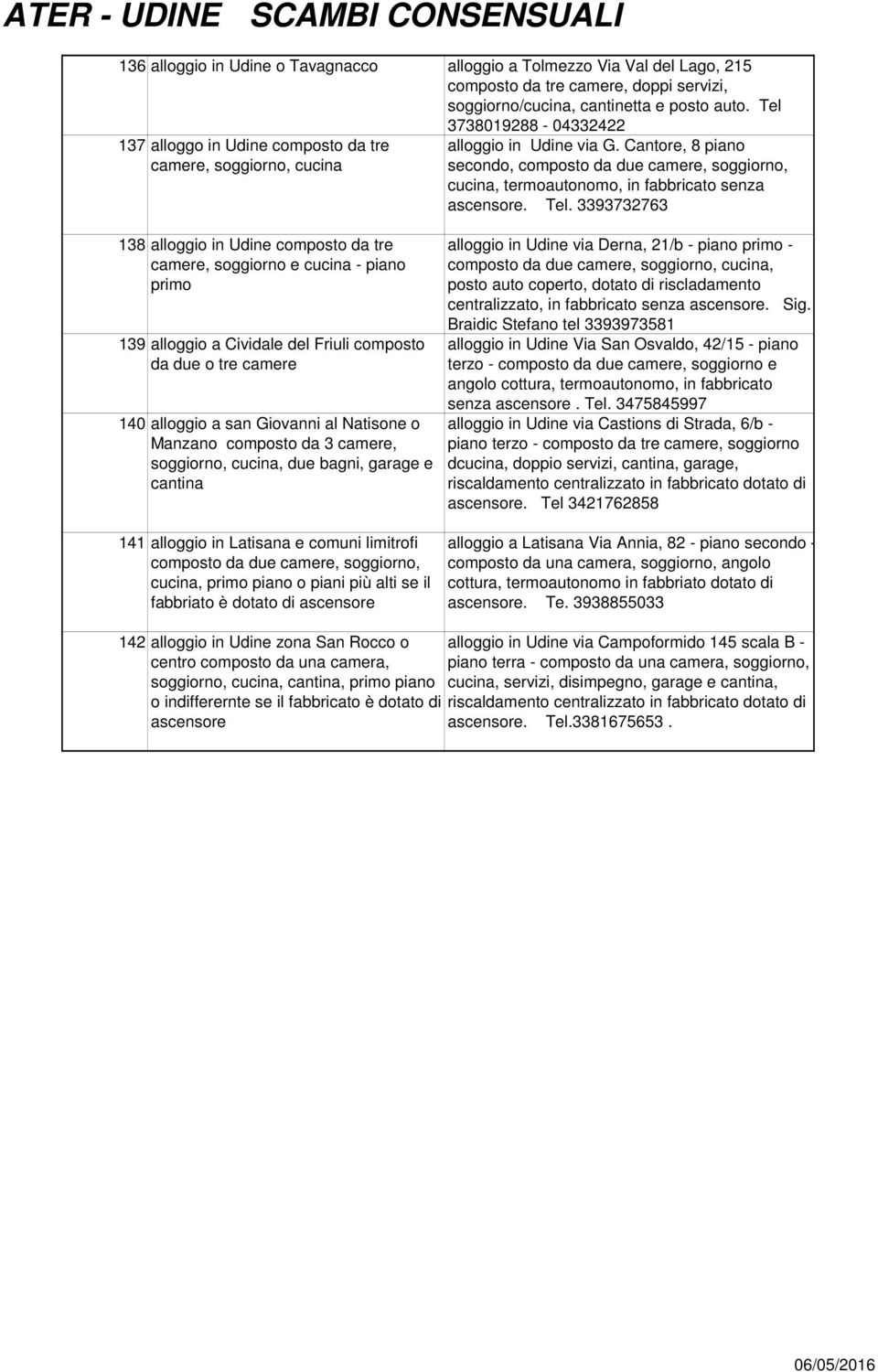 Cantore, 8 piano secondo, composto da due camere, soggiorno, cucina, termoautonomo, in fabbricato senza ascensore. Tel.