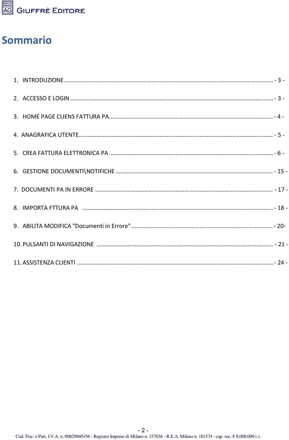 .. - 15-7. DOCUMENTI PA IN ERRORE.. - 17-8. IMPORTA FTTURA PA... - 18-9.