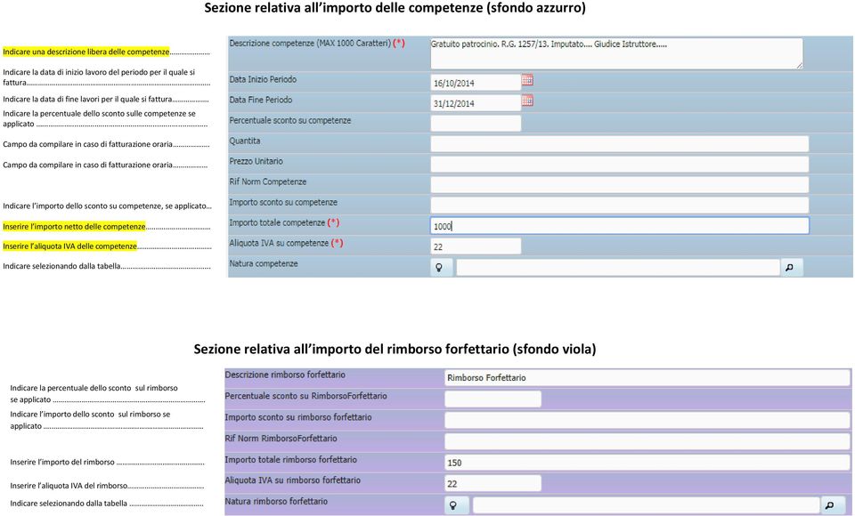 Campo da compilare in caso di fatturazione oraria Indicare l importo dello sconto su competenze, se applicato Inserire l importo netto delle competenze.