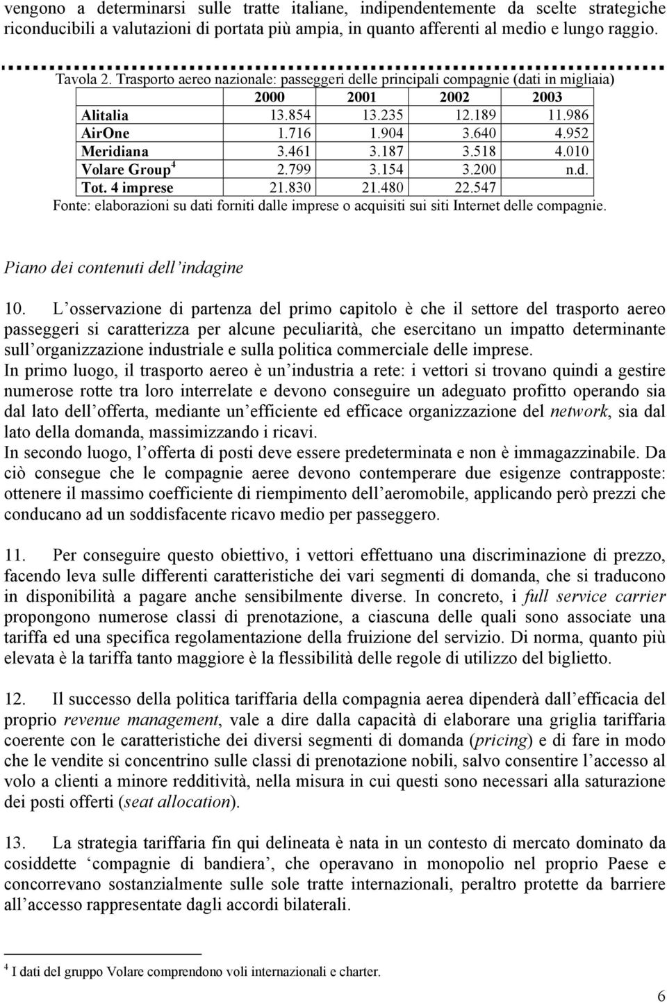 518 4.010 Volare Group 4 2.799 3.154 3.200 n.d. Tot. 4 imprese 21.830 21.480 22.547 Fonte: elaborazioni su dati forniti dalle imprese o acquisiti sui siti Internet delle compagnie.